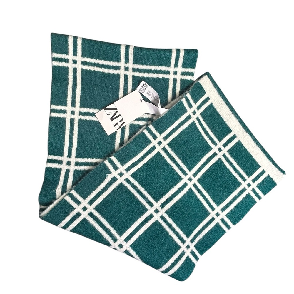 ZARA Green Plaid Scarf wrap NWT